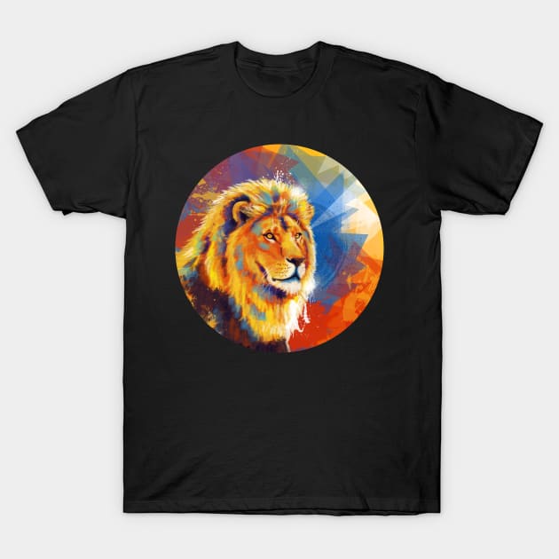 Majesty - Lion portrait colorful animal painting T-Shirt by Flo Art Studio